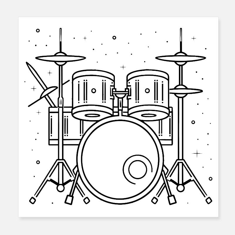 Dessin de batterie Poster 20 x 20 cm