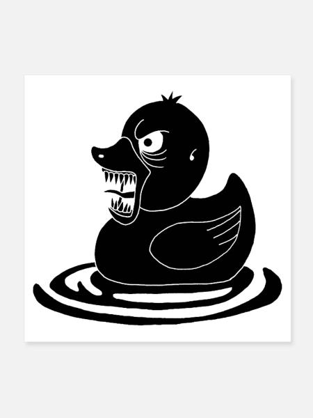 Canard démoniaque noir - Poster 20 x 20 cm - blanc - Devant