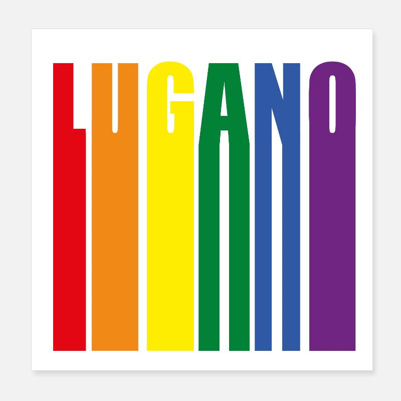 Lugano Schweiz Regenbogen Pride Geschenk Poster 20x20 cm