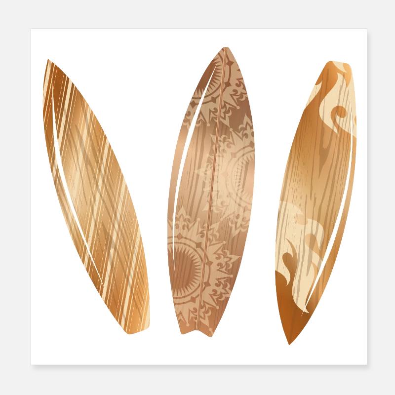 Planches de surf aspect bois dans un style rétro Poster 20 x 20 cm