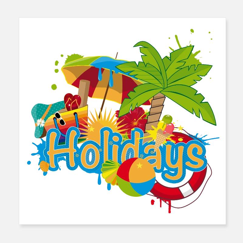 Buntes Sommer Graffiti Holidays Poster 20x20 cm