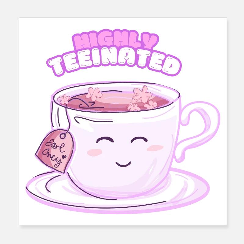 Highly Teeinated – Tee-shirt drôle avec le sourire - Poster 20 x 20 cm - blanc
