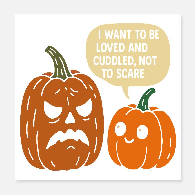 Cuddly Halloween Pumpkin Duo Poster 8" x 8" (20x20 cm)