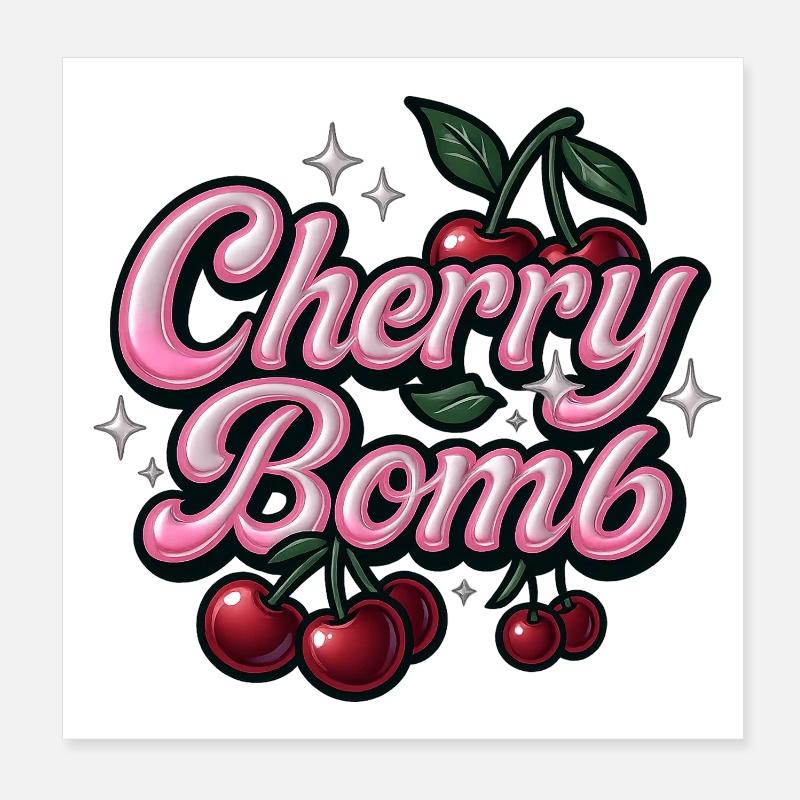 Cherry Bomb / Y2K Statement Design Poster 8" x 8" (20x20 cm)