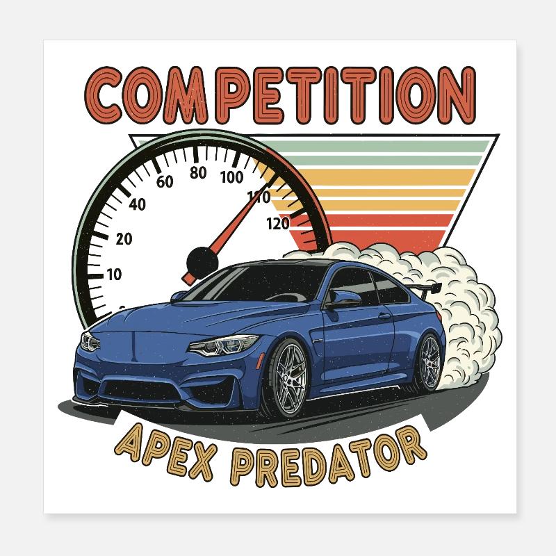 Competition Drift Car Poster 20x20 cm