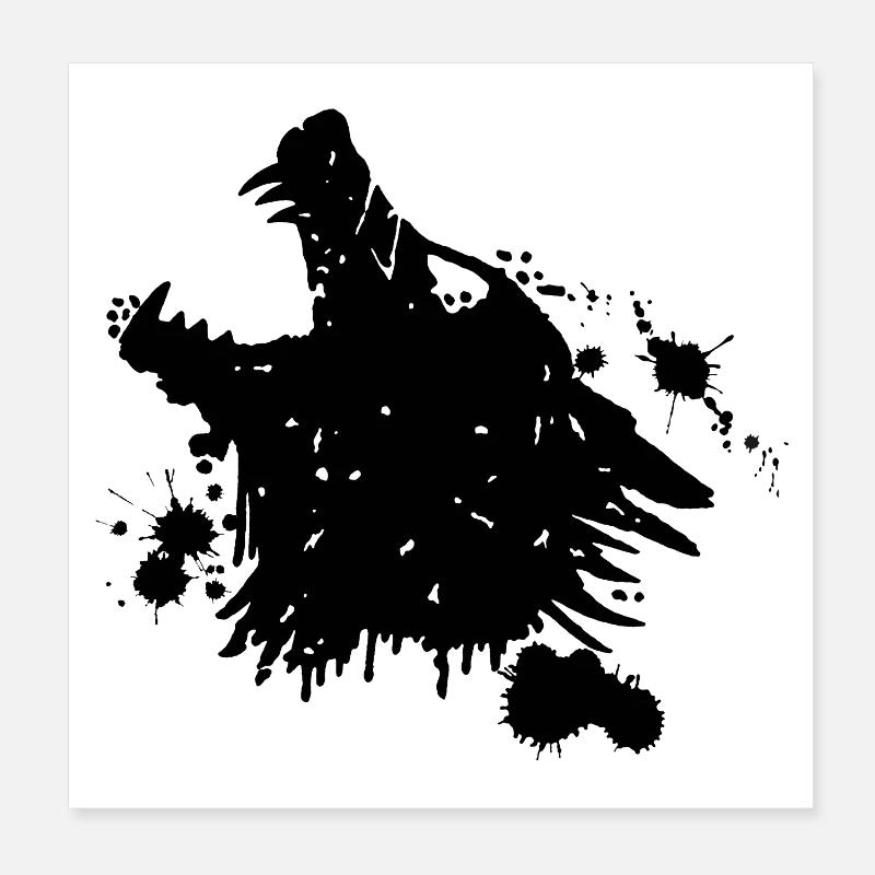 Heulender schwarzer Wolf Poster 20x20 cm