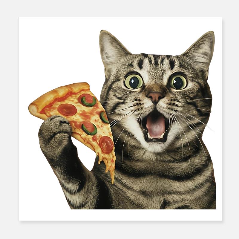 Pizza cat Poster 8" x 8" (20x20 cm)