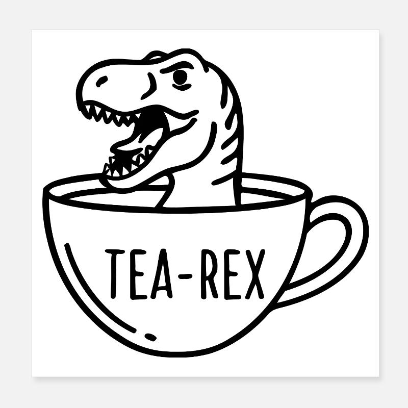 Clear dinosaur silhouette - Poster 8" x 8" (20x20 cm) - white