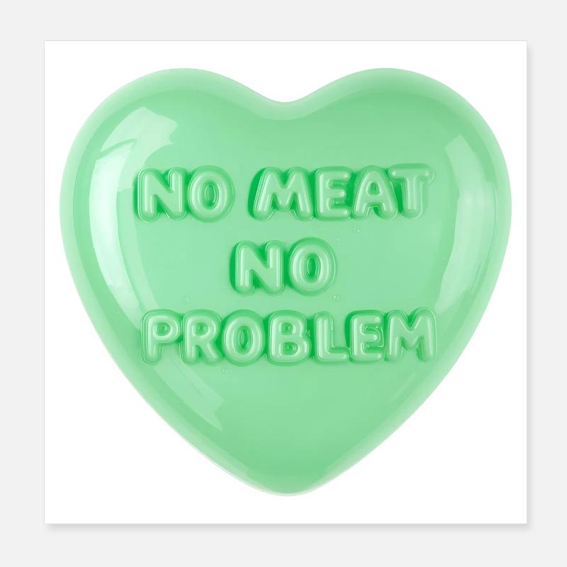 Pas de viande pas de problème design de coeur pastel Poster 20 x 20 cm