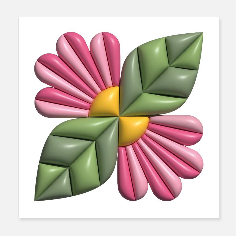 blomma kvadrat 3d Poster 20x20 cm