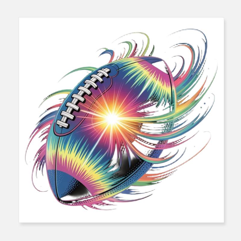 Explosion de couleurs de football néon Poster 20 x 20 cm