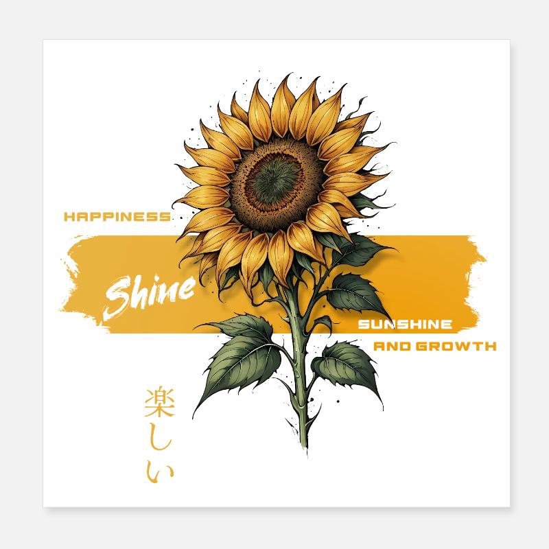 Sonnenblumenglanz Wachstum Poster 20x20 cm