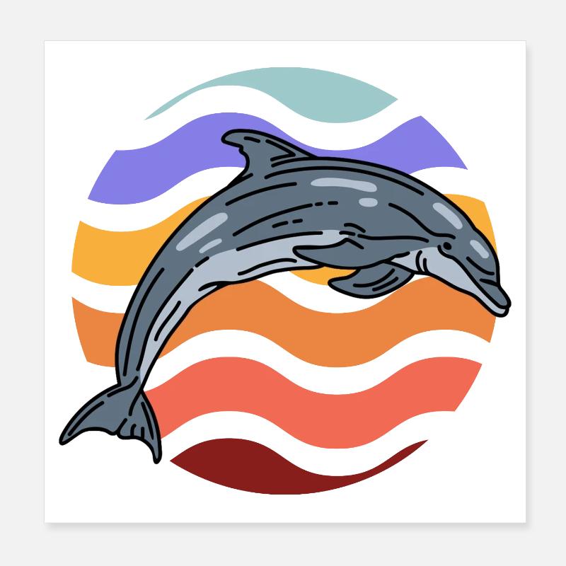 Delfin im Wellenmuster Poster 20x20 cm