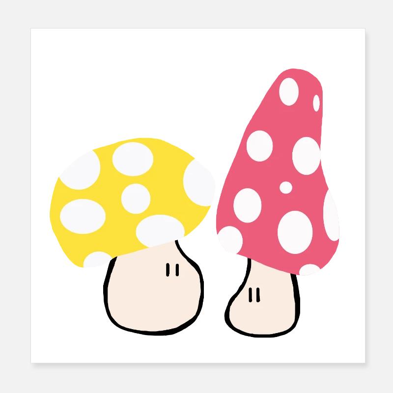 Champignons d’automne - Poster 20 x 20 cm - blanc