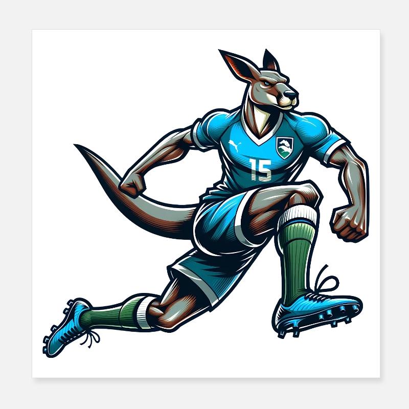 Football Kangaroo Attaquant Numéro 15 Équipe d’Australie Poster 20 x 20 cm