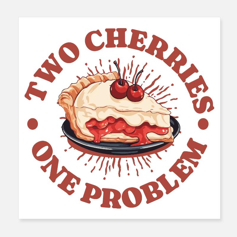Cherries Cherry Pie Two Cherries Gift Poster 8" x 8" (20x20 cm)