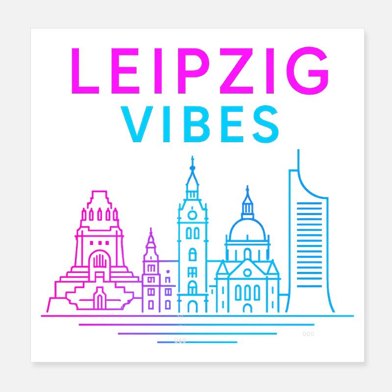 Leipzig Neon Vibes Poster 20x20 cm