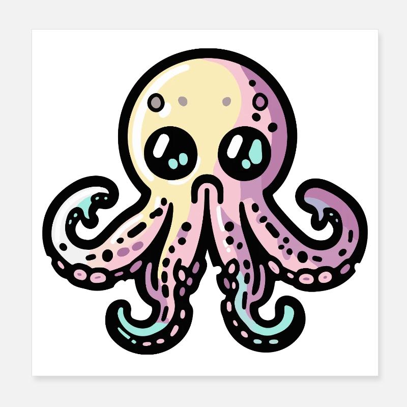 Octopus Halloween Zombie Poster 8" x 8" (20x20 cm)