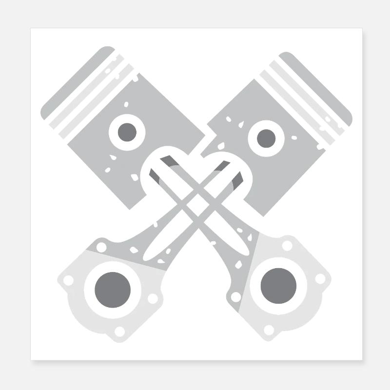 Piston croisé gris conception mécanique Poster 20 x 20 cm