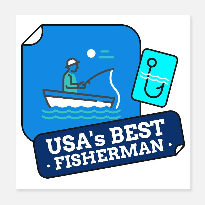 Le meilleur design de pêcheur des États-Unis Poster 20 x 20 cm