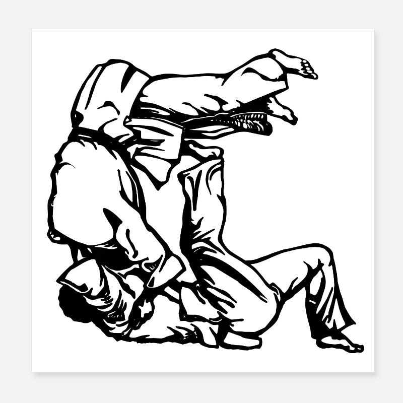 Judo Tomoe Nage Design mit Judokas Poster 20x20 cm