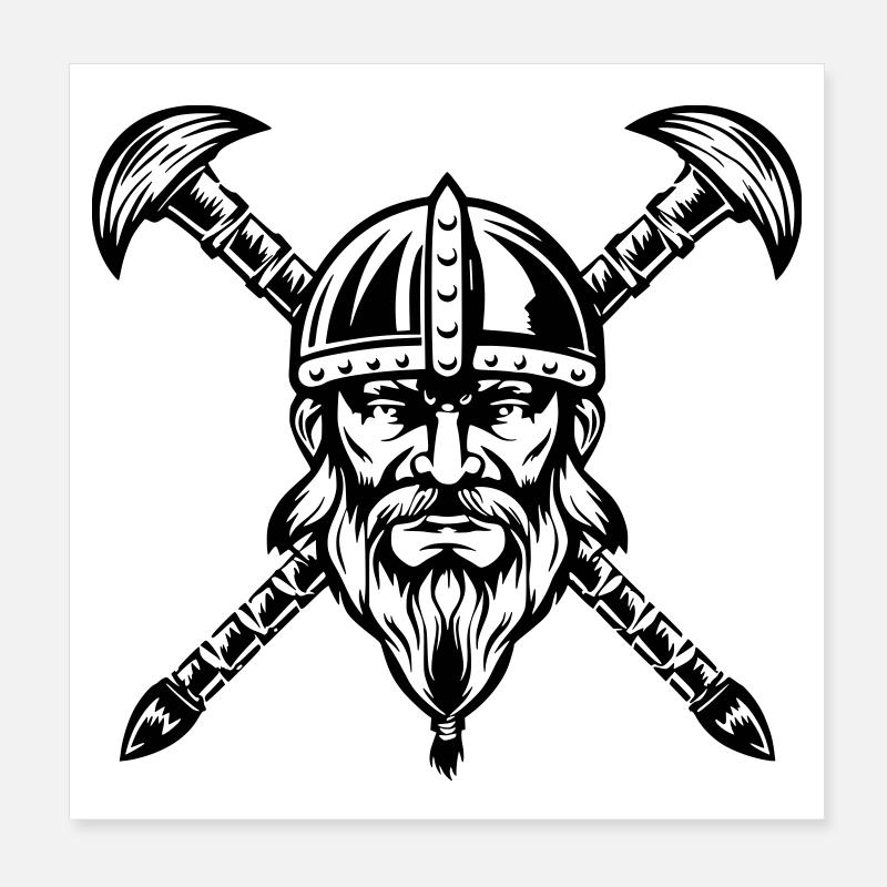 Bärtiges Wikinger-Kriegergesicht Poster 20x20 cm