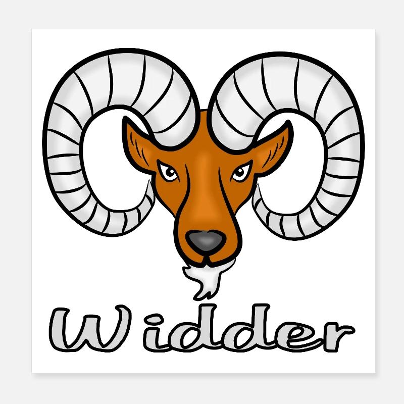 Widder Sternzeichen - Poster 20x20 cm - Weiß