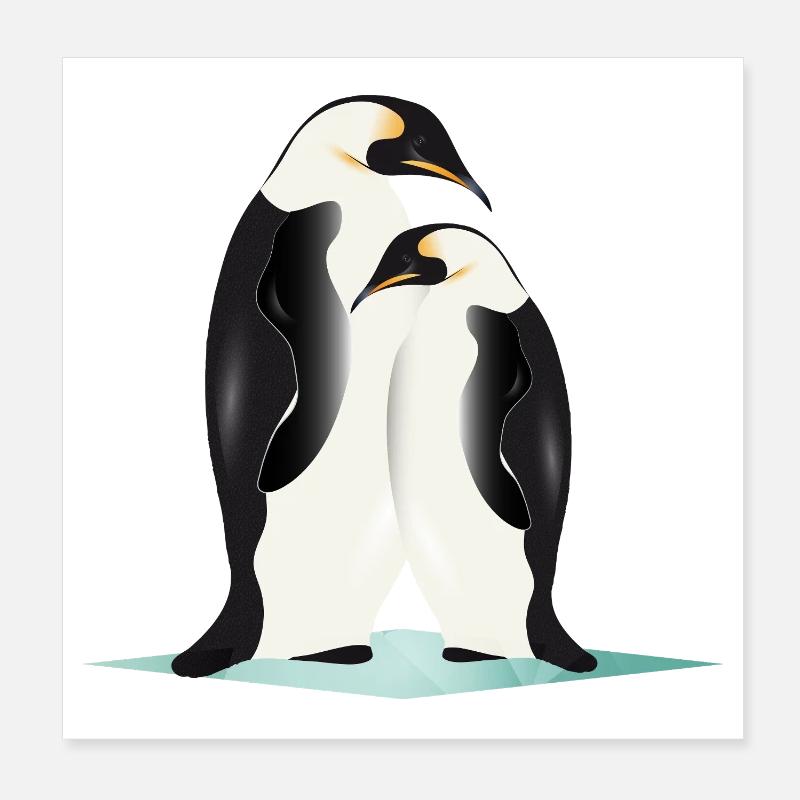 Zwei elegant gezeichnete Pinguine Poster 20x20 cm