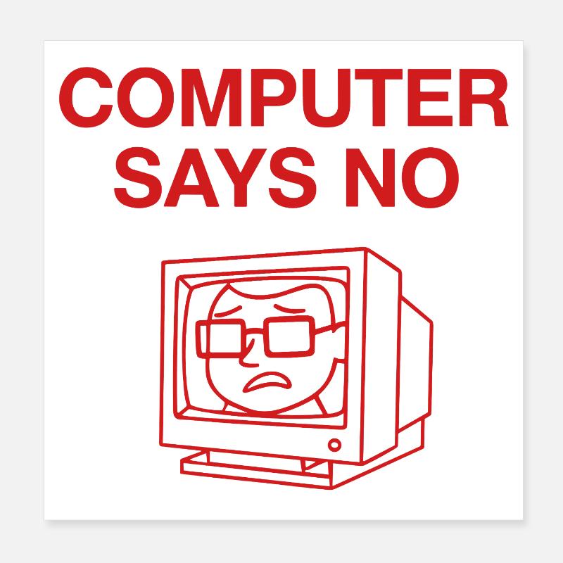 Retro Computer Says No Design Poster 8" x 8" (20x20 cm)