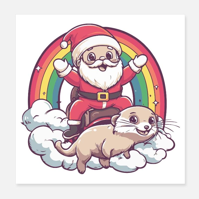 Noël du Père Noël Suricate Poster 20 x 20 cm