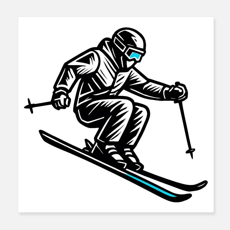 Skifahren | Skifahrer | Berg Poster 20x20 cm