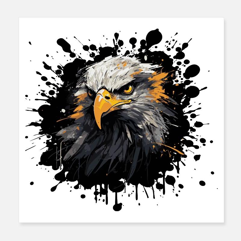Éclaboussure de couleur tête d’aigle Poster 20 x 20 cm