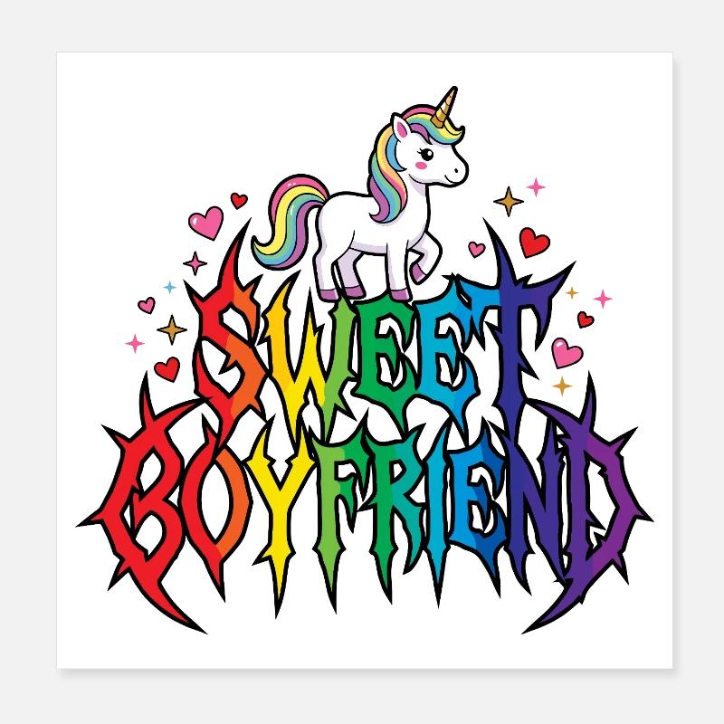 Couple de Valentines licorne Poster 20 x 20 cm