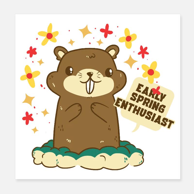 Marmotte du Jour sans fin Poster 20 x 20 cm
