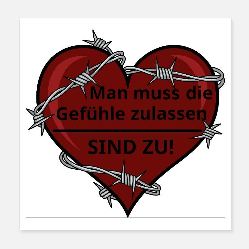 Sarkastisches Herz mit Stacheldraht - Poster 20x20 cm - Weiß