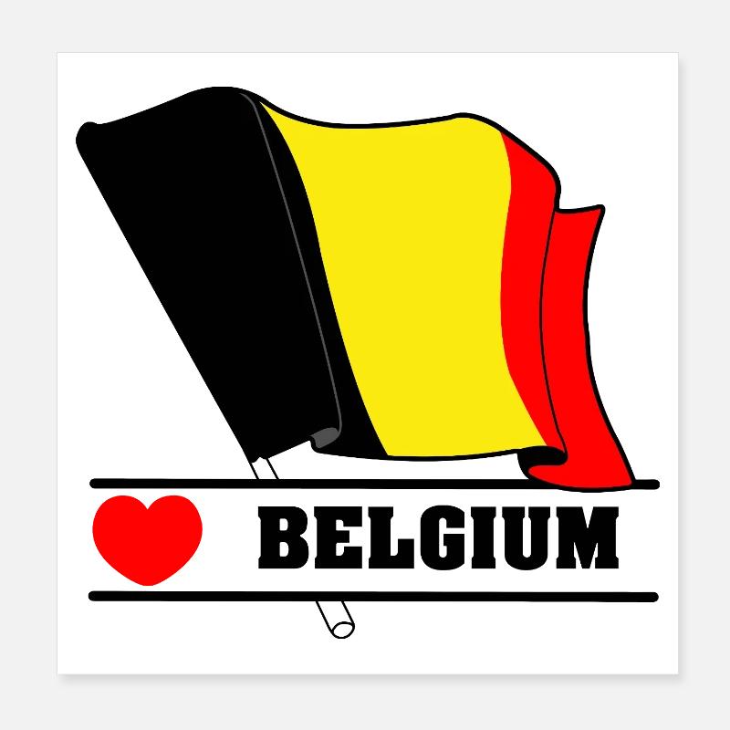 Drapeau belge avec cœur Poster 20 x 20 cm