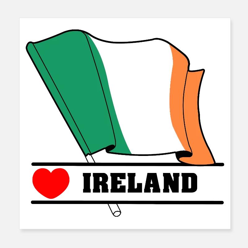 Ireland Flag with Heart Poster 8" x 8" (20x20 cm)