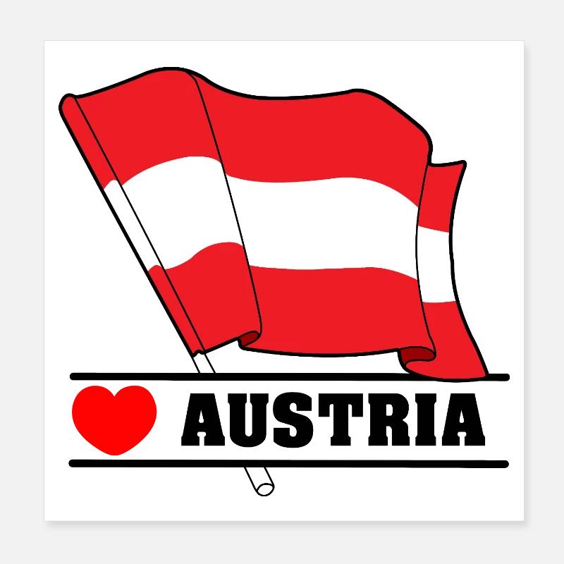 Austria Flag with Heart Poster 8" x 8" (20x20 cm)
