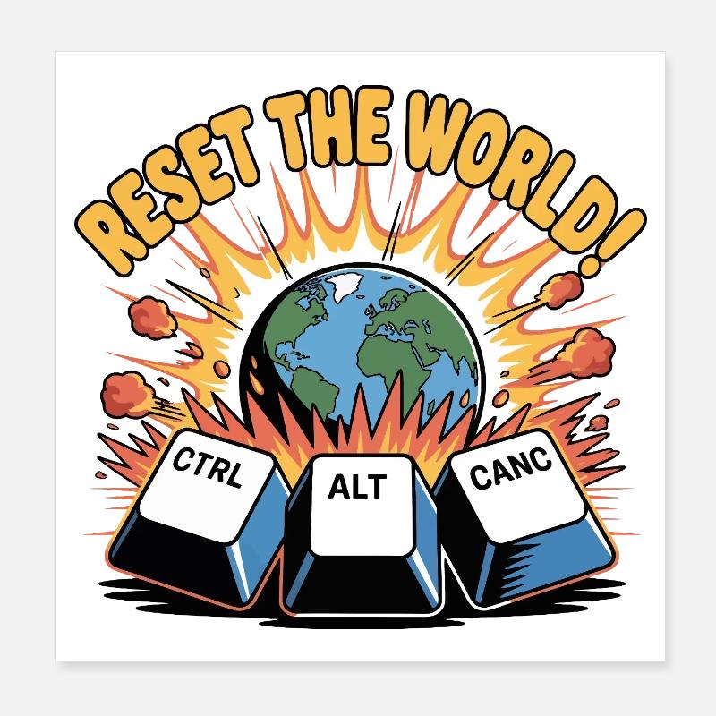 Reset the World Keyboard Reboot Poster 20x20 cm