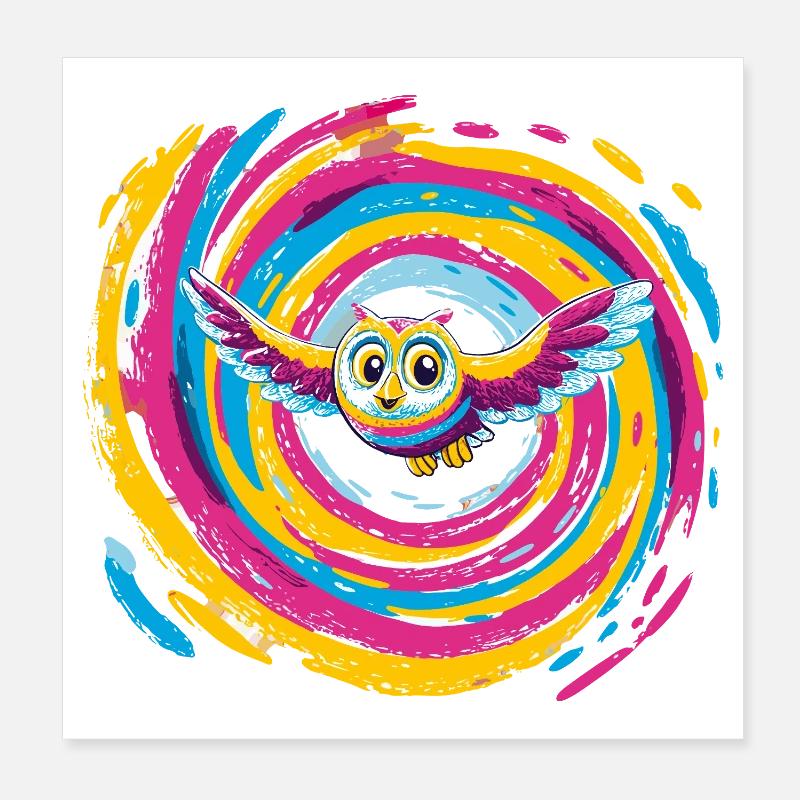 Bunte Eulenspirale Poster 20x20 cm