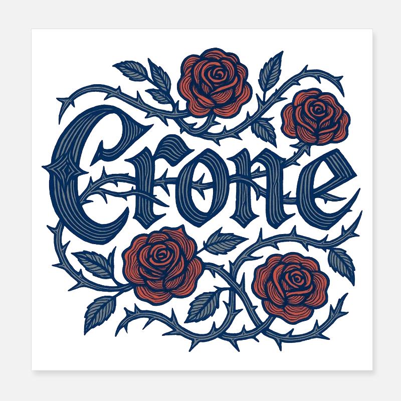 George Roses avec vignes épineuses Poster 20 x 20 cm