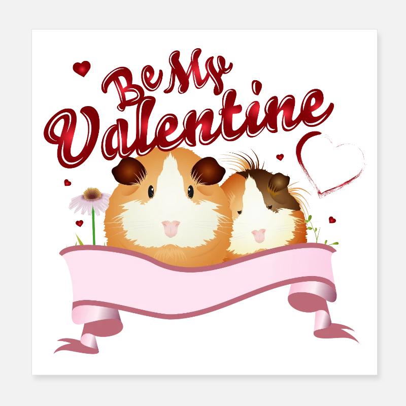 Deux cochons d’Inde amoureux pour la Saint-Valentin Poster 20 x 20 cm