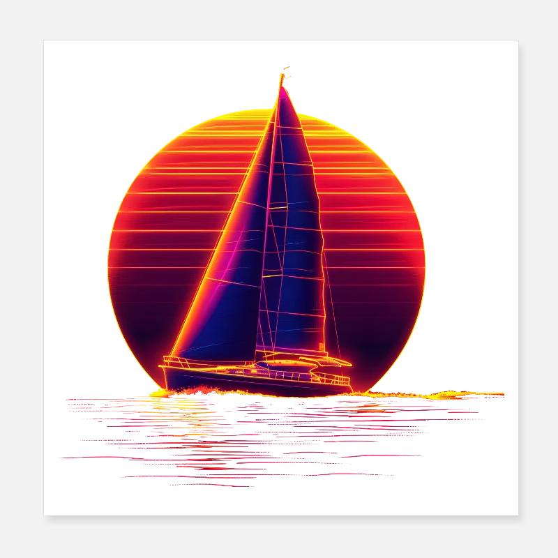 Retro Segeln Poster 20x20 cm