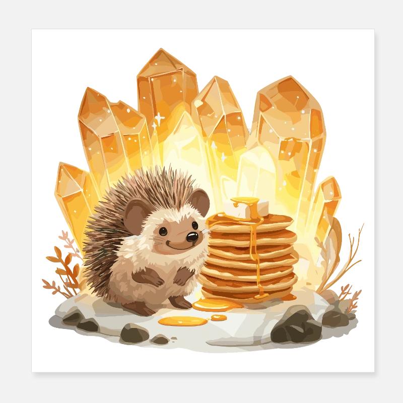 Hérisson & Cristaux Pancake Poster 20 x 20 cm