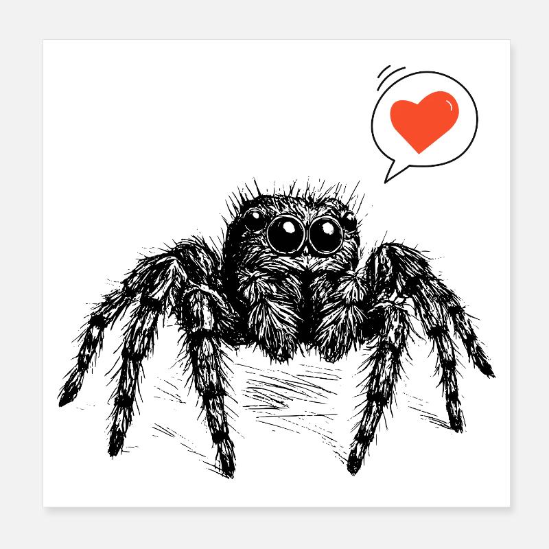 Jumping spider with heart Poster 8" x 8" (20x20 cm)