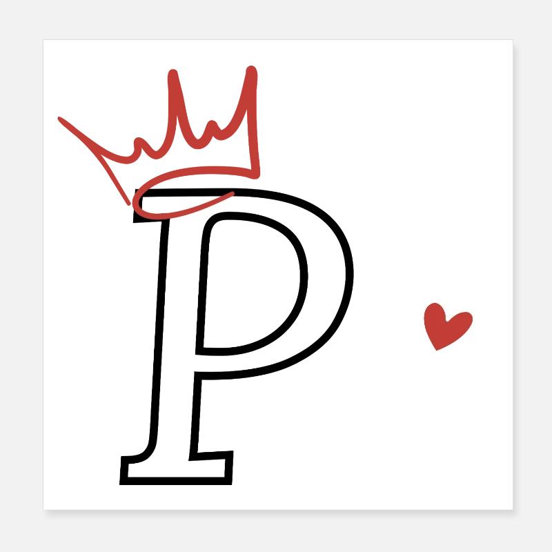 Buchstabe p, Kronenherz Poster 20x20 cm