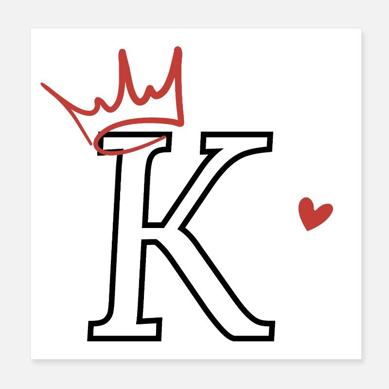 Buchstabe k Kronenherz Poster 20x20 cm