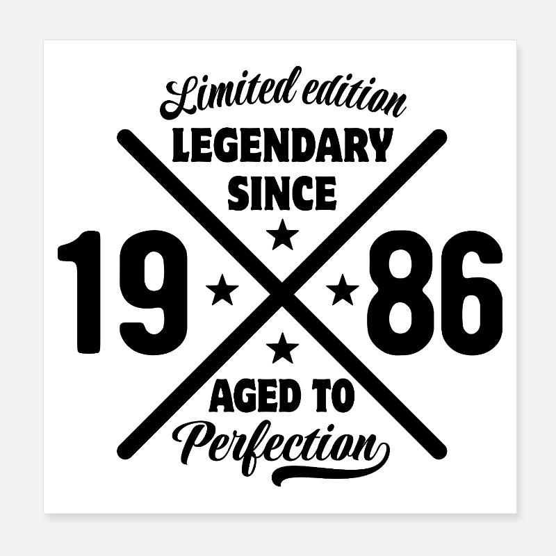 Édition limitée 1986 | Cadeau d’anniversaire Poster 20 x 20 cm