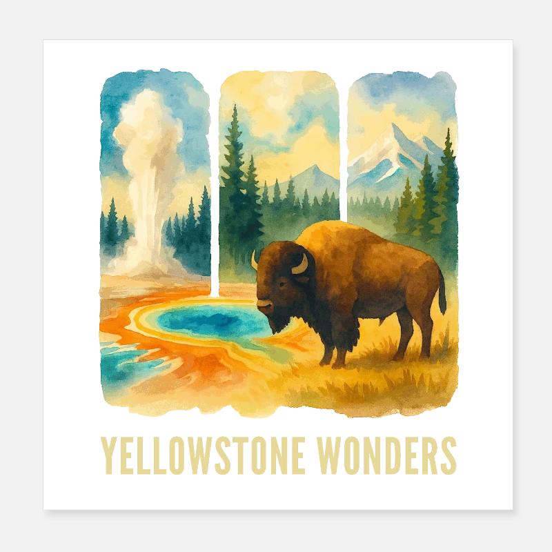 Mountain Landscape with Volcano Poster 8" x 8" (20x20 cm)