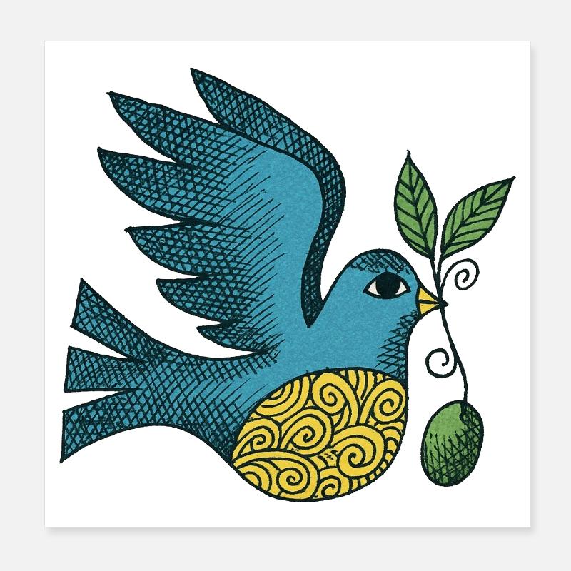 Azurblauer Vogel mit wirbelndem Bauch Poster 20x20 cm